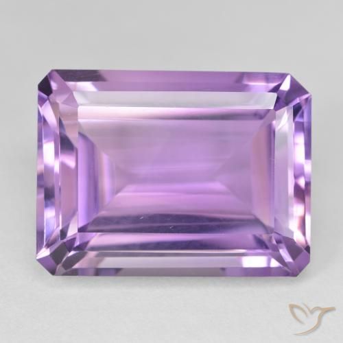 22.72ct Natural Medium Pinkish Violet Amethyst, Emerald Cut, VVS