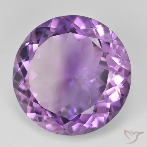 24.55 ct Violet Amethyst Stone, Natural Amethyst in Round Facet Shape for Sale