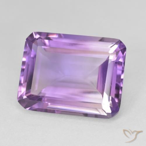 16.89 ct Violet Amethyst Stone, Natural Amethyst in Octagon Step Cut Shape for Sale
