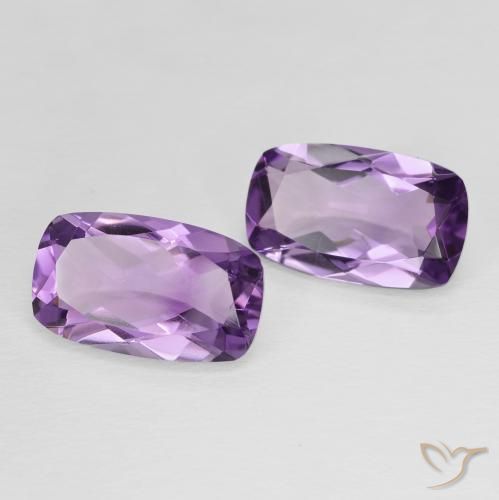 10.59 ctw Violet Amethyst Stones, Natural Amethyst in Cushion-Cut Shape for Sale