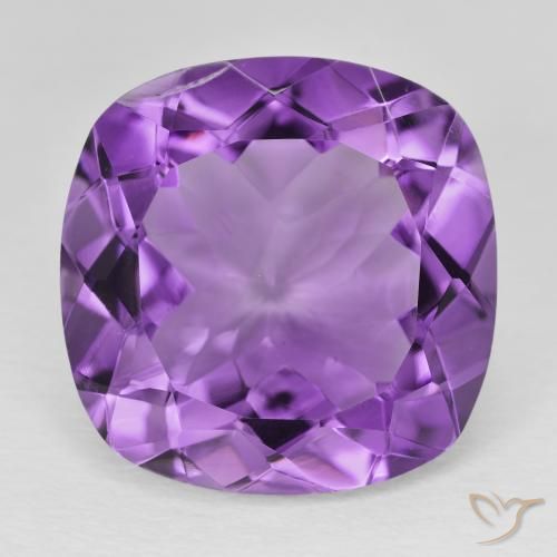 19.52ct Natural Medium Purplish Violet Amethyst, Cushion, VS