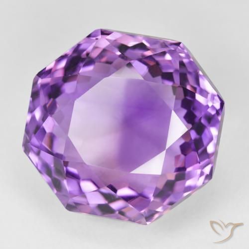 27.65 ct Violet Amethyst Stone, Natural Amethyst in Octagon Step Cut Shape for Sale