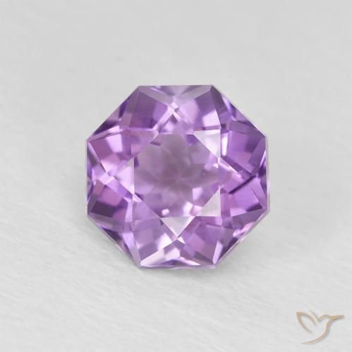 1.29ct Natural Medium Light Purplish-Violet Amethyst, Emerald Cut, VVS