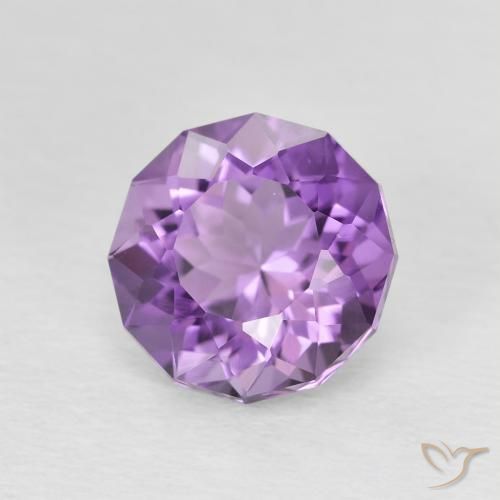 2.55 ct Violet Amethyst Stone, Natural Amethyst in Round Facet Shape for Sale