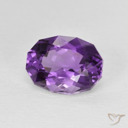 2.52 ct Violet Amethyst Stone, Natural Amethyst in Oval Facet Shape for Sale