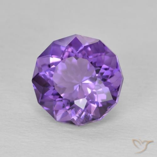 2.29 ct Violet Amethyst Stone, Natural Amethyst in Round Facet Shape for Sale