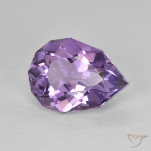 3.64 ct Violet Amethyst Stone, Natural Amethyst in Pear Facet Shape for Sale