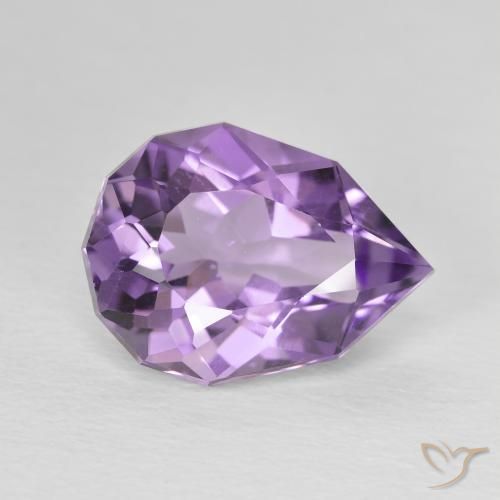 4.68 ct Violet Amethyst Stone, Natural Amethyst in Pear Facet Shape for Sale