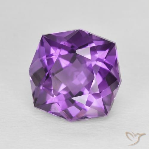 3.97 ct Violet Amethyst Stone, Natural Amethyst in Fancy Cut Shape for Sale
