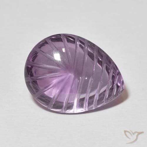 11.59 ct Violet Amethyst Stone, Natural Amethyst in Carved Pear Shape for Sale