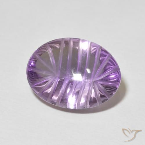 9.70 ct Violet Amethyst Stone, Natural Amethyst in Carved Oval Shape for Sale
