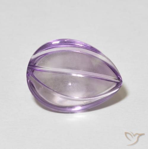 5.89 ct Violet Amethyst Stone, Natural Amethyst in Carved Pear Shape for Sale