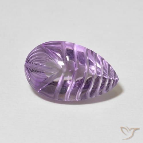 6.87 ct Violet Amethyst Stone, Natural Amethyst in Carved Pear Shape for Sale