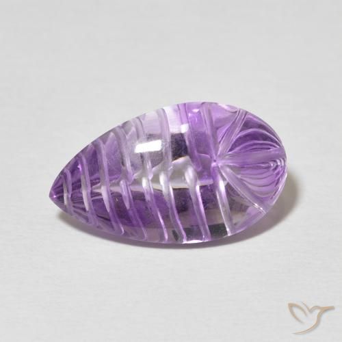 6.22ct Natural Medium Light Purplish-Violet Amethyst, Pear Shape, Transparent