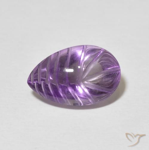 4.40ct Natural Medium Light Purplish-Violet Amethyst, Pear Shape, Transparent