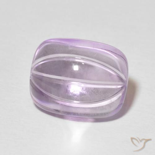 5.61 ct Violet Amethyst Stone, Natural Amethyst in Carved Cushion Shape for Sale