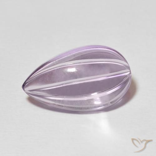 4.77 ct Violet Amethyst Stone, Natural Amethyst in Carved Pear Shape for Sale