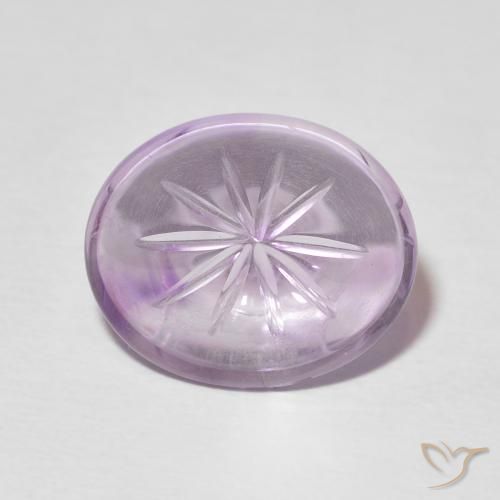 7.39 ct Violet Amethyst Stone, Natural Amethyst in Carved Oval Shape for Sale