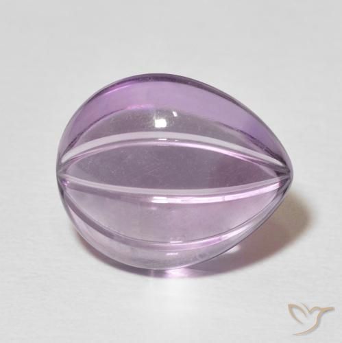 7.65 ct Violet Amethyst Stone, Natural Amethyst in Carved Pear Shape for Sale