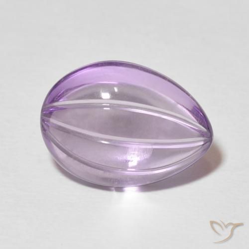5.67 ct Violet Amethyst Stone, Natural Amethyst in Carved Pear Shape for Sale