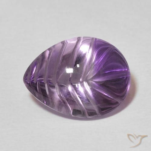 6.63 ct Violet Amethyst Stone, Natural Amethyst in Carved Pear Shape for Sale