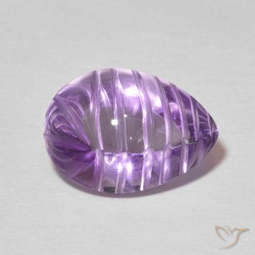 5.42 ct Violet Amethyst Stone, Natural Amethyst in Carved Pear Shape for Sale
