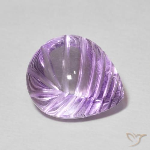 6.82 ct Violet Amethyst Stone, Natural Amethyst in Carved Pear Shape for Sale