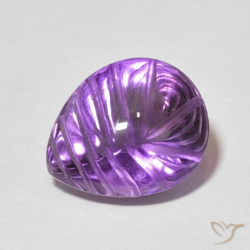 5.88ct Natural Intense Violet Amethyst, Pear Shape, Transparent