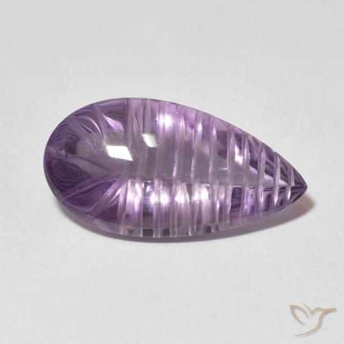 8.83 ct Violet Amethyst Stone, Natural Amethyst in Carved Pear Shape for Sale