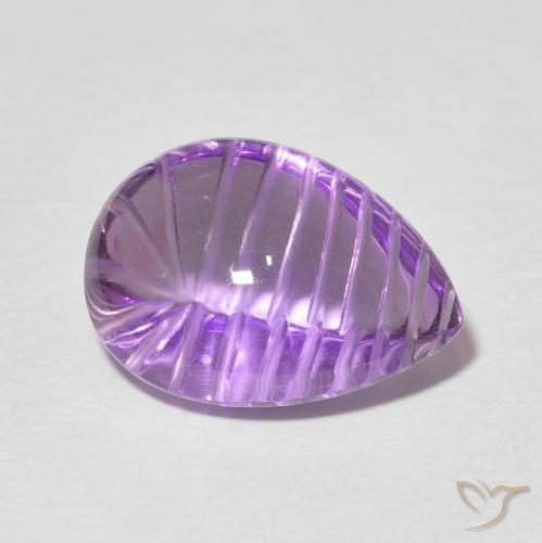 9.04 ct Violet Amethyst Stone, Natural Amethyst in Carved Pear Shape for Sale