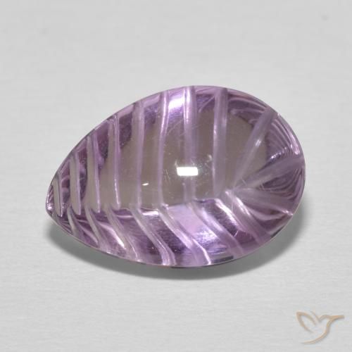 4.66 ct Violet Amethyst Stone, Natural Amethyst in Carved Pear Shape for Sale