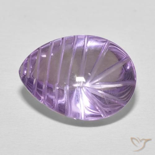 7.25 ct Violet Amethyst Stone, Natural Amethyst in Carved Pear Shape for Sale