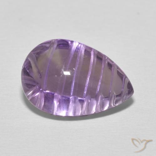 5.34 ct Violet Amethyst Stone, Natural Amethyst in Carved Pear Shape for Sale