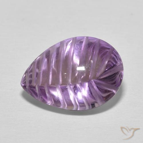 5.17 ct Violet Amethyst Stone, Natural Amethyst in Carved Pear Shape for Sale