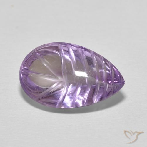 6.21 ct Violet Amethyst Stone, Natural Amethyst in Carved Pear Shape for Sale