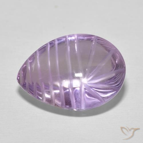 9.08 ct Violet Amethyst Stone, Natural Amethyst in Carved Pear Shape for Sale