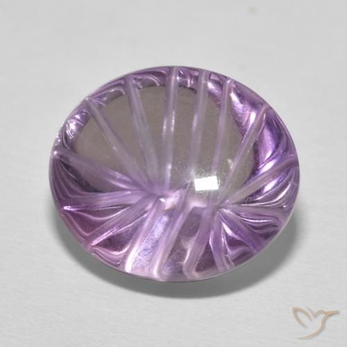 9.08 ct Violet Amethyst Stone, Natural Amethyst in Carved Oval Shape for Sale