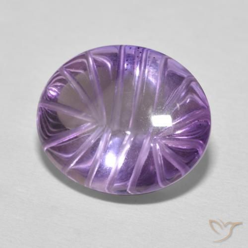 8.79 ct Violet Amethyst Stone, Natural Amethyst in Carved Oval Shape for Sale