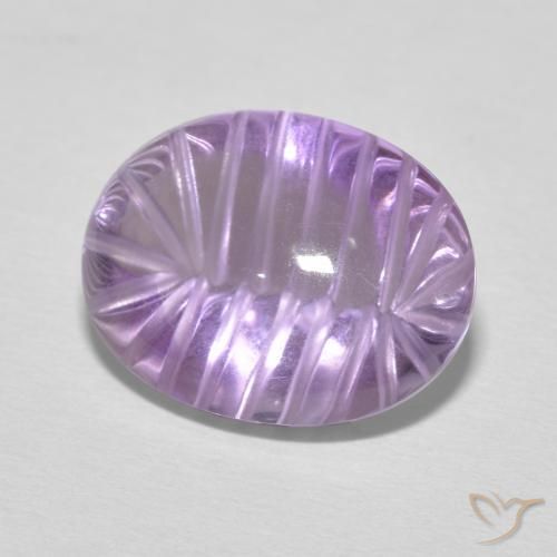 8.02 ct Violet Amethyst Stone, Natural Amethyst in Carved Oval Shape for Sale
