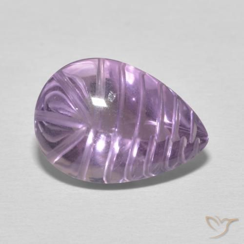 5.55 ct Violet Amethyst Stone, Natural Amethyst in Carved Pear Shape for Sale