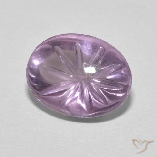 4.84 ct Violet Amethyst Stone, Natural Amethyst in Carved Oval Shape for Sale