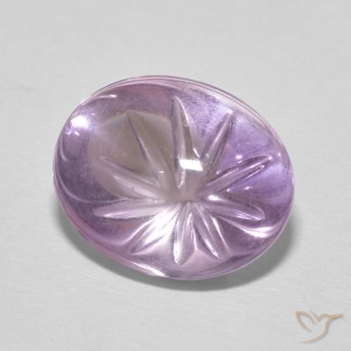 6.31 ct Violet Amethyst Stone, Natural Amethyst in Carved Oval Shape for Sale