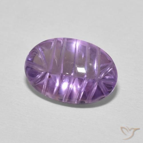 3.59 ct Violet Amethyst Stone, Natural Amethyst in Carved Oval Shape for Sale