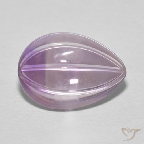 6.03 ct Violet Amethyst Stone, Natural Amethyst in Carved Pear Shape for Sale