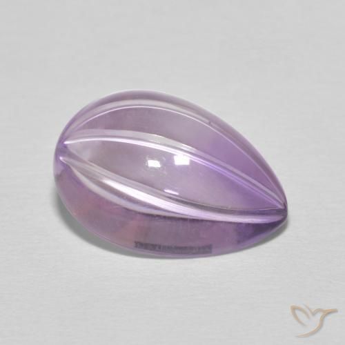5.09 ct Violet Amethyst Stone, Natural Amethyst in Carved Pear Shape for Sale