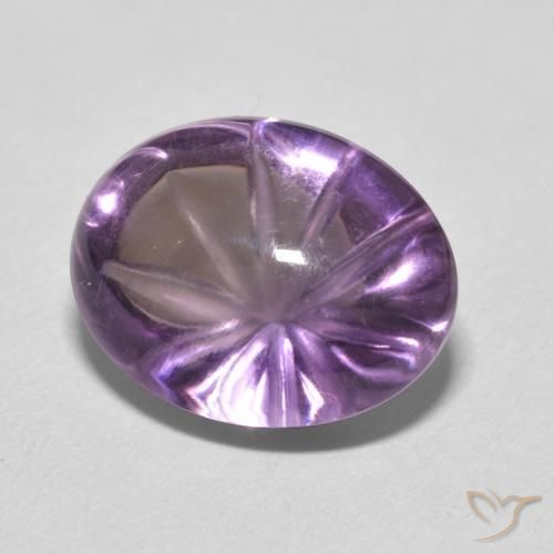 10.21 ct Violet Amethyst Stone, Natural Amethyst in Carved Oval Shape for Sale