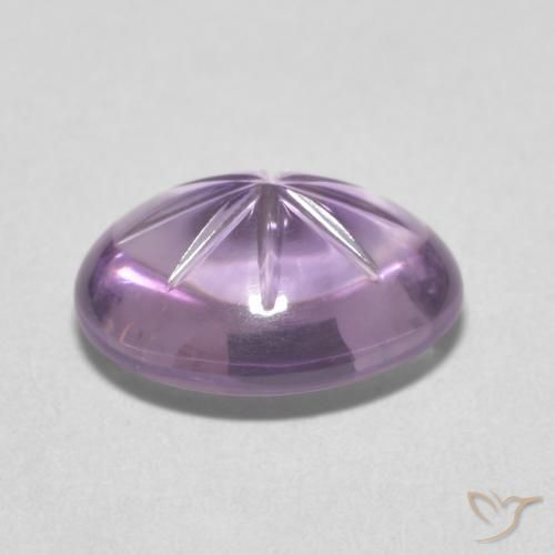 3.60 ct Violet Amethyst Stone, Natural Amethyst in Carved Oval Shape for Sale