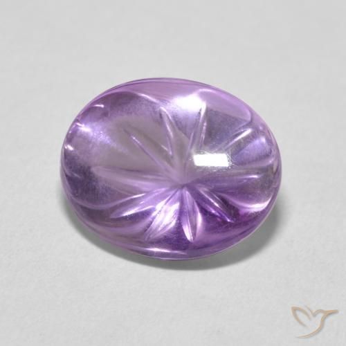 5.02 ct Violet Amethyst Stone, Natural Amethyst in Carved Oval Shape for Sale