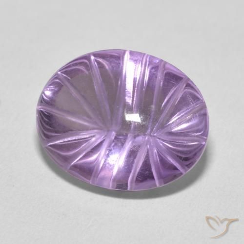 8.66 ct Violet Amethyst Stone, Natural Amethyst in Carved Oval Shape for Sale