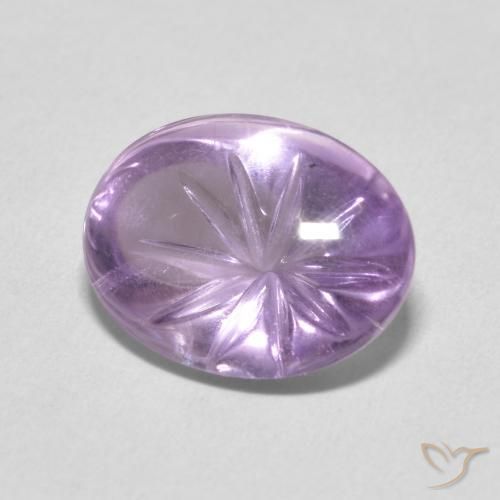 5.74 ct Violet Amethyst Stone, Natural Amethyst in Carved Oval Shape for Sale